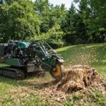stump grinding on sloping ground
