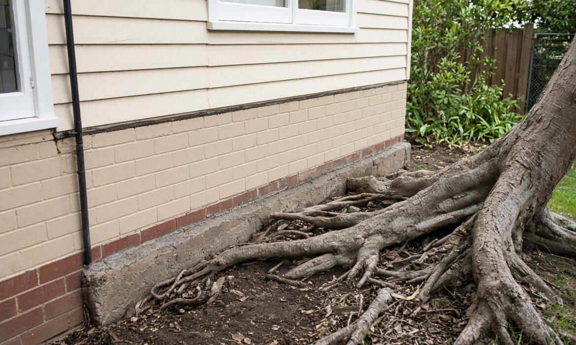 Tree roots growing close to house foundations
