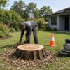Preparing a garden for professional stump grinding