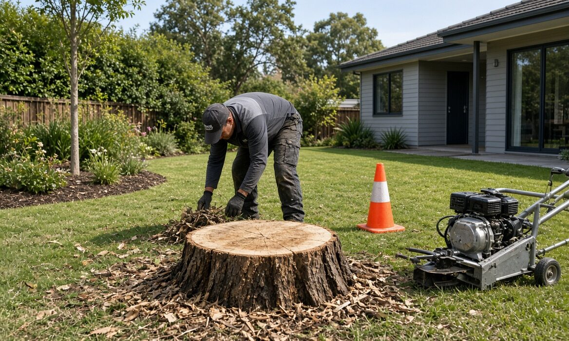 Preparing a garden for professional stump grinding